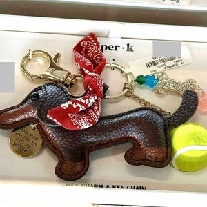 Piper DACHSHUND Dog LARGE Keychain with Red Bandana